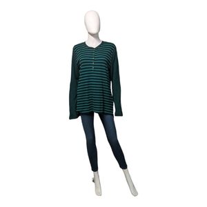 Chaps Striped Long Sweater Green XL